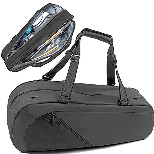 Athletico Tennis Bag and Racketball Bag - Tennis Bags for Women and Men to Hold Tennis Racket, Racquetball Racket, Pickleball Paddles and Other Equipment or Gear (Black) - 1