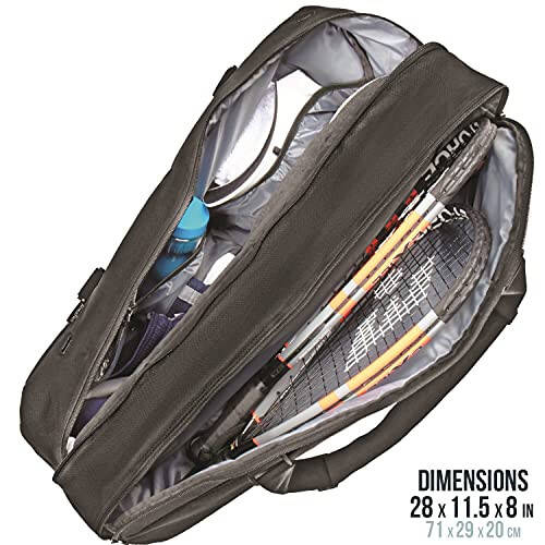 Athletico Tennis Bag and Racketball Bag - Tennis Bags for Women and Men to Hold Tennis Racket, Racquetball Racket, Pickleball Paddles and Other Equipment or Gear (Black) - 7