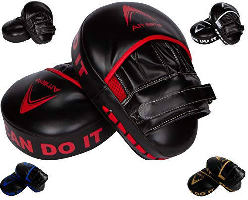 Athllete Durable Punching Mitts with Foam Padding - Comfortable and Easy to Clean Boxing Pads Mitts - Curved Design for Size and Fit - Ideal Boxing Mitts - 1