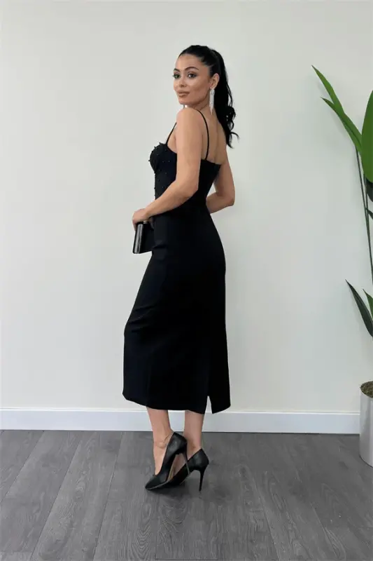 Atlas mato inju detalli osma ko'ylak - QORA - 5