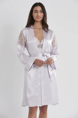 Atlas tungi kiyim xalat pijamas to'plami shortik to'plami 6 dona to'y sovg'asi to'plami - 6955 - PIERRE CARDIN