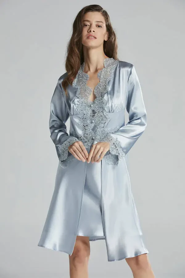 Atlas tunika chopon pijama to'plami shortik to'plami 6 dona kelin chayz to'plami - 6335 - 2