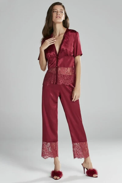 Atlas tunika chopon pijamalari to'plami shortilar to'plami 6 dona kelin chayiz to'plami - 6015 - 6