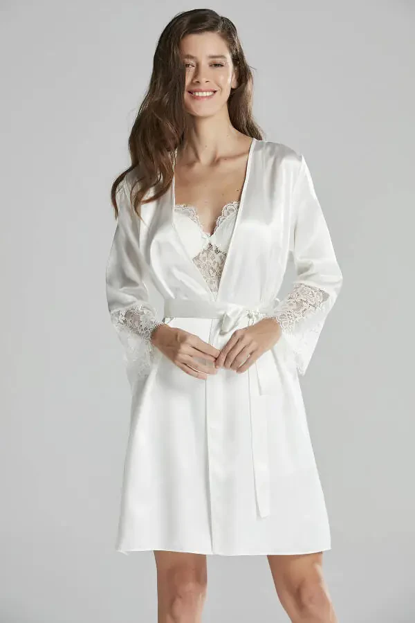 Atlas tunika uyqu ko'ylak pijama to'plami short to'plami 6 dona kelin cho'yiz to'plami - 6015 - 2