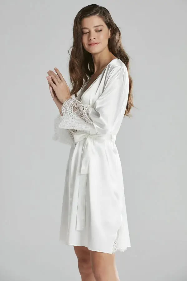 Atlas tunika uyqu ko'ylak pijama to'plami short to'plami 6 dona kelin cho'yiz to'plami - 6015 - 4