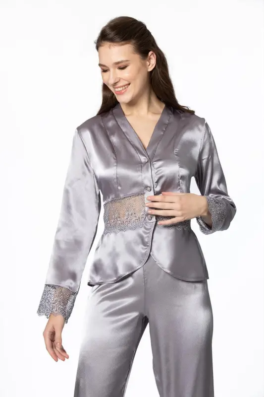 Atlas Tunika Xalat Pijama to'plam Short to'plam 6 dona To'yga to'plam - 6040 - 4