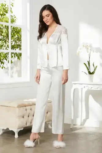 Atlas tunika xalat pijama to'plami shortilar to'plami 6 dona gelinlik cho'yiz to'plami - 6700 - 7