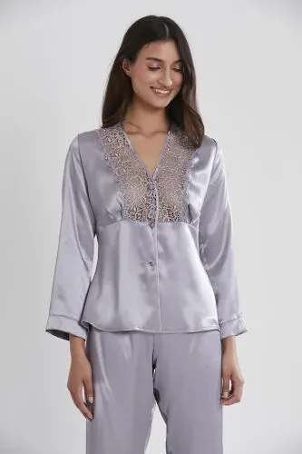 Atlas tunikasi xalat pijama to'plami shortilar to'plami 6 dona kelin c'ehiz to'plami - 6955 - 7