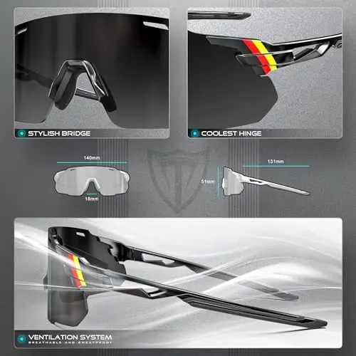 ATTCL Cycling Sunglasses Outdoor Bike Glasses UV400 Sunglasses for Women and Men - 9