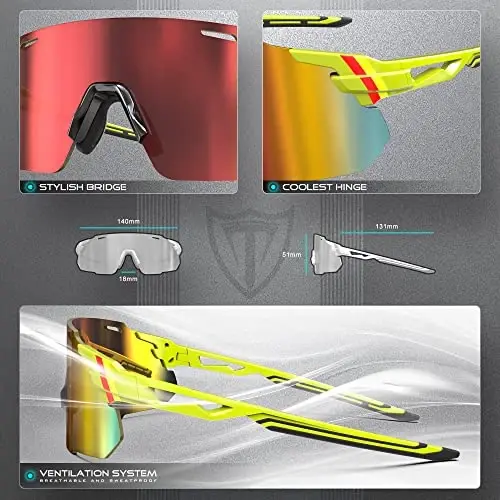 ATTCL Cycling Sunglasses Outdoor Bike Glasses UV400 Sunglasses for Women and Men - 3