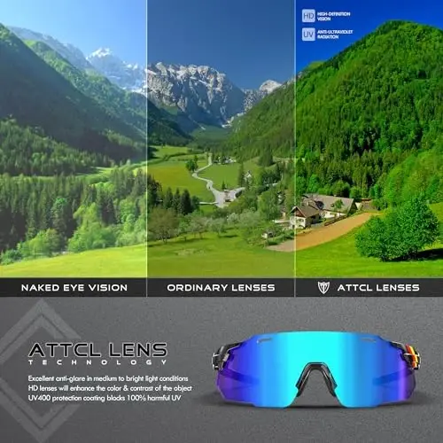 ATTCL Cycling Sunglasses Outdoor Bike Glasses UV400 Sunglasses for Women and Men - 5