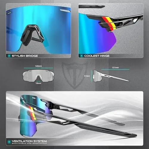 ATTCL Cycling Sunglasses Outdoor Bike Glasses UV400 Sunglasses for Women and Men - 3