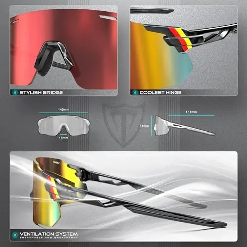 ATTCL Cycling Sunglasses Outdoor Bike Glasses UV400 Sunglasses for Women and Men - 3