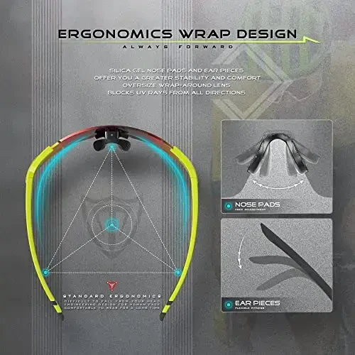 ATTCL Velosiped quyoshdan saqlaydigan ko'zoynaklari tashqi velosiped ko'zoynaklari ayollar va erkaklar uchun UV400 quyoshdan saqlaydigan ko'zoynaklar - 4