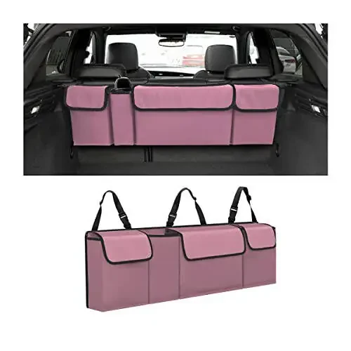 AUCELI Car Trunk Organizer, Backseat Hanging Large Storage with Adjustable Straps, Waterproof Collapsible Cargo Bag with 4 Pockets, Sturdy Space Saver Frees Trunk Floor for SUV, Truck, MPV - 1
