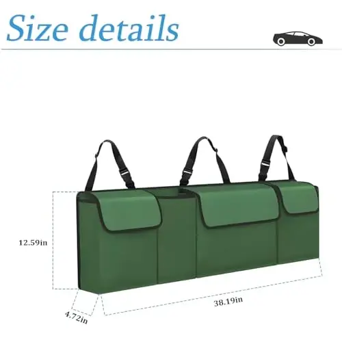 AUCELI Car Trunk Organizer, Backseat Hanging Large Storage with Adjustable Straps, Waterproof Collapsible Cargo Bag with 4 Pockets, Sturdy Space Saver Frees Trunk Floor for SUV, Truck, MPV - AUCELI (1)