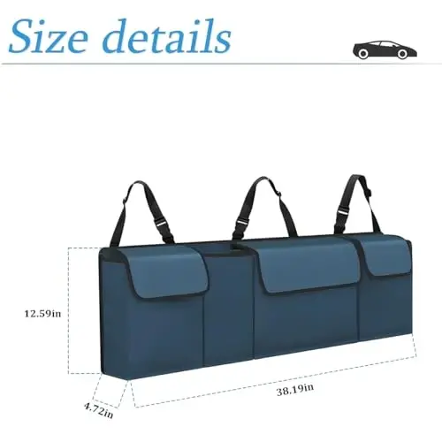AUCELI Car Trunk Organizer, Backseat Hanging Large Storage with Adjustable Straps, Waterproof Collapsible Cargo Bag with 4 Pockets, Sturdy Space Saver Frees Trunk Floor for SUV, Truck, MPV - AUCELI (1)