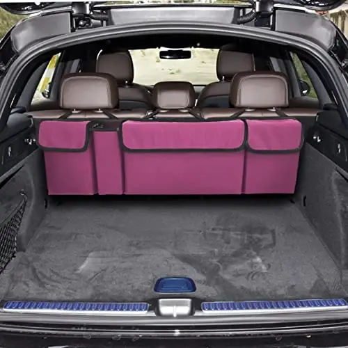 AUCELI Car Trunk Organizer, Backseat Hanging Large Storage with Adjustable Straps, Waterproof Collapsible Cargo Bag with 4 Pockets, Sturdy Space Saver Frees Trunk Floor for SUV, Truck, MPV - 6