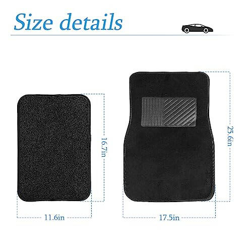 AUCELI Car Floor Mats, 4 Piece Carpet Mats for Front & Rear Floor, Waterproof Anti-Slip Car Carpet Protector Mat Fit All Weather, Universal Automotive Floor Mats for SUV, Truck, Sedan (Black) - 2