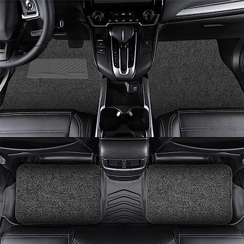 AUCELI Car Floor Mats, 4 Piece Carpet Mats for Front & Rear Floor, Waterproof Anti-Slip Car Carpet Protector Mat Fit All Weather, Universal Automotive Floor Mats for SUV, Truck, Sedan (Black) - 5