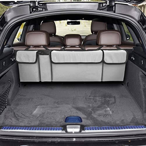 AUCELI Car Trunk Organizer, Backseat Hanging Large Storage with Adjustable Straps, Waterproof Collapsible Cargo Bag with 4 Pockets, Sturdy Space Saver Frees Trunk Floor for SUV, Truck, MPV - 6