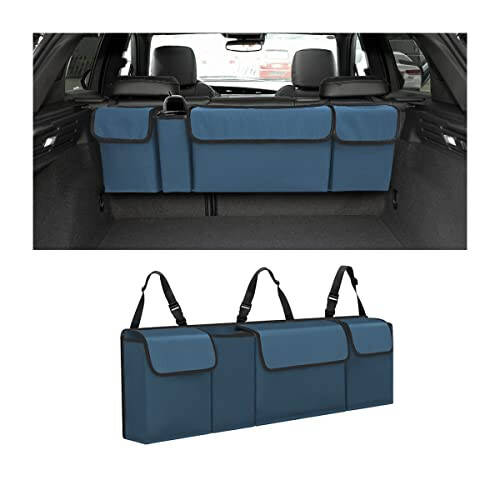 AUCELI Car Trunk Organizer, Backseat Hanging Large Storage with Adjustable Straps, Waterproof Collapsible Cargo Bag with 4 Pockets, Sturdy Space Saver Frees Trunk Floor for SUV, Truck, MPV - 1