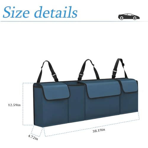 AUCELI Car Trunk Organizer, Backseat Hanging Large Storage with Adjustable Straps, Waterproof Collapsible Cargo Bag with 4 Pockets, Sturdy Space Saver Frees Trunk Floor for SUV, Truck, MPV - 2