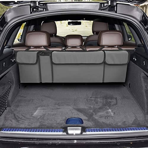 AUCELI Car Trunk Organizer, Backseat Hanging Large Storage with Adjustable Straps, Waterproof Collapsible Cargo Bag with 4 Pockets, Sturdy Space Saver Frees Trunk Floor for SUV, Truck, MPV - 6