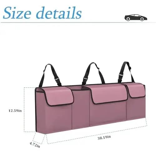 AUCELI Car Trunk Organizer, Backseat Hanging Large Storage with Adjustable Straps, Waterproof Collapsible Cargo Bag with 4 Pockets, Sturdy Space Saver Frees Trunk Floor for SUV, Truck, MPV - AUCELI (1)