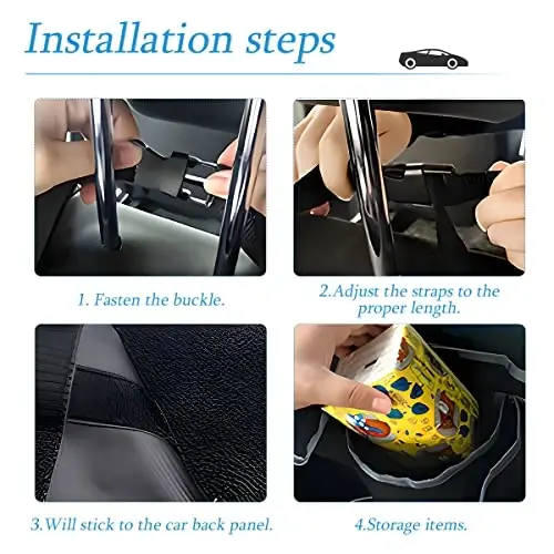 AUCELI Car Trunk Organizer, Hanging Backseat Storage Bag, Black | Backseat hanging trunk organizer with 4 Pockets, waterproof collapsible cargo bag, adjustable straps, Universal accessories - 5