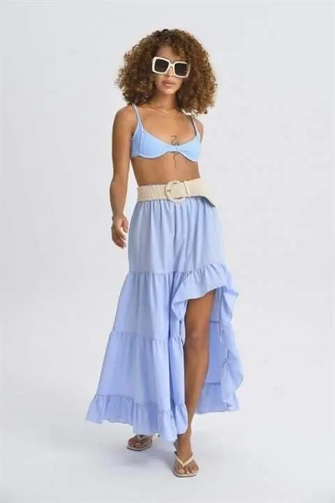 Audrey Fıfrlı Slit Detail Skirt 4037 - 1