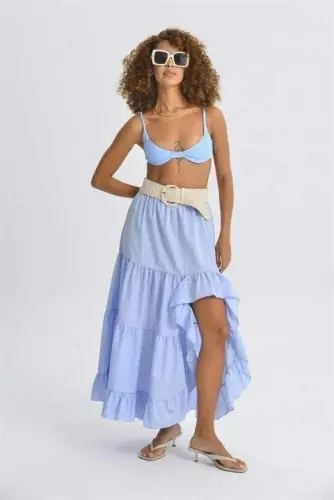 Audrey Fıfrlı Slit Detail Skirt 4037 - 3