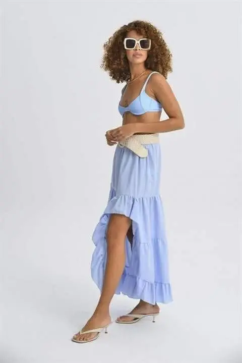 Audrey Fıfrlı Slit Detail Skirt 4037 - 5