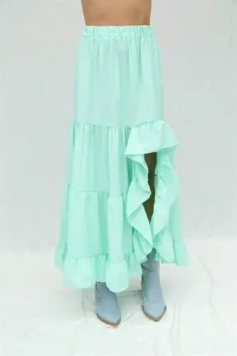 Audrey Fıfrlı Yırtmaç Detay Etek 4037 - BÜYÜKBEDENIZ (1)