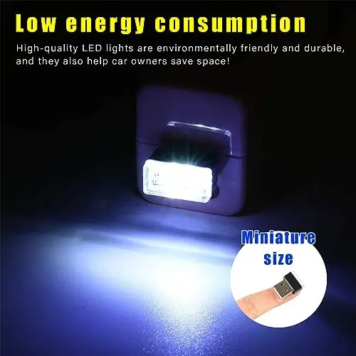 Augeny 4 PCS USB LED Car Interior Atmosphere Lamp, Plug-in USB Decor Night Light, Portable Auto Ambient Lighting Kit, Universal Vehicle Interior Accessories for Most Cars (White+Red+Blue+Ice Blue) - 5