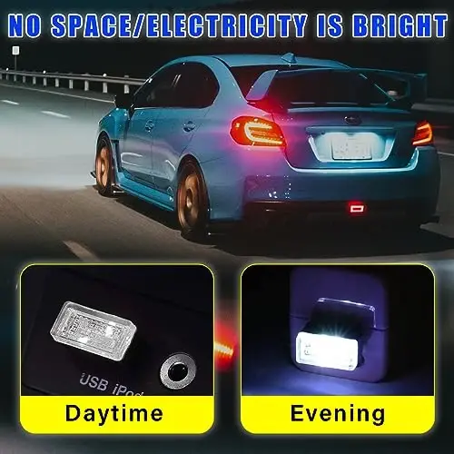 Augeny 4 PCS USB LED Car Interior Atmosphere Lamp, Plug-in USB Decor Night Light, Portable Auto Ambient Lighting Kit, Universal Vehicle Interior Accessories for Most Cars (White) - 4