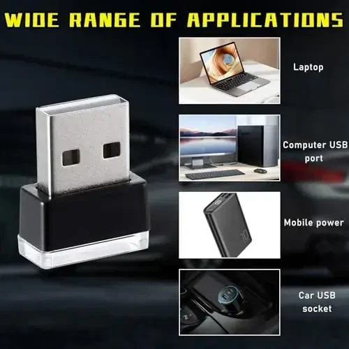 Augeny 4 dona USB LED Avtomobil ichki atmosfera chirog'i, Plug-in USB dekorativ tungi chiroq, Portativ Avto Ambient yoritish to'plami, Ko'pgina avtomobillar uchun universal transport vositasi ichki aksessuarlari (2 qizil+2 binafsha) - 6