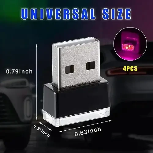 Augeny 4 PCS USB LED Avtomobil Ichki Atmosfera Lampasi, USB Dekor Tungi Chiroqni Ulaning, Portativ Avto Atrof-muhit Yoritish Komplekti, Ko'pgina Avtomobillar uchun Universal Avtomobil Ichki Aksessuarlari (Binafsha) - AUGENY (1)