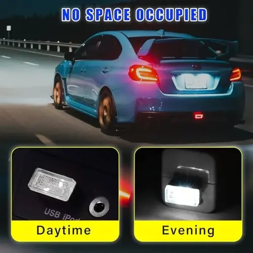 Augeny 4 PCS USB LED Car Interior Atmosphere Lamp, Plug-in USB Decor Night Light, Portable Auto Ambient Lighting Kit, Universal Vehicle Interior Accessories for Most Cars (White & Red) - 4