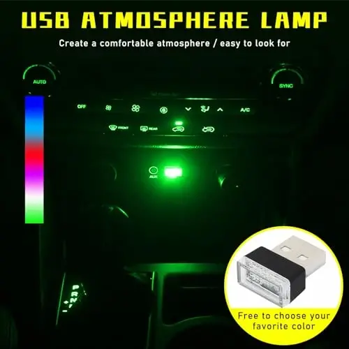 Augeny 6 PCS USB LED Car Interior Atmosphere Lamp, Plug-in USB Decor Night Light, Portable Auto Ambient Lighting Kit, Universal Vehicle Interior Accessories for Most Cars (6 Colors) - 4