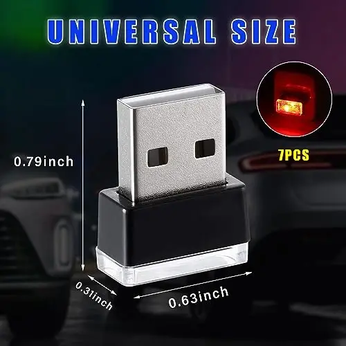 Augeny 7 dona USB LED avtomobil ichki atmosfera lampasi, Plug-in USB dekorativ tungi chiroq, Portativ avto muhit yoritish to'plami, Ko'pgina avtomobillar uchun universal avtomobil ichki aksessuarlari (ko'p rangli) - AUGENY (1)