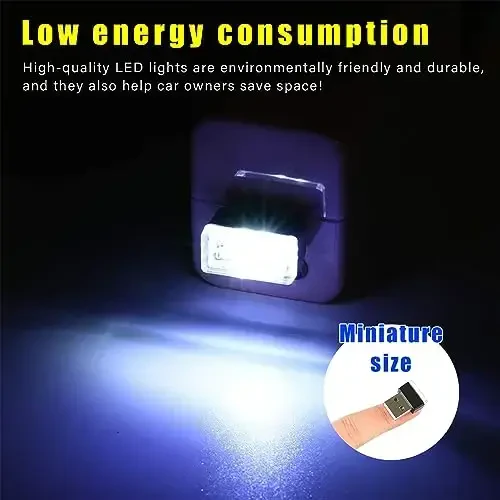 Augeny 7 PCS USB LED Car Interior Atmosphere Lamp, Plug-in USB Decor Night Light, Portable Auto Ambient Lighting Kit, Universal Vehicle Interior Accessories for Most Cars (Multi-Color) - 5