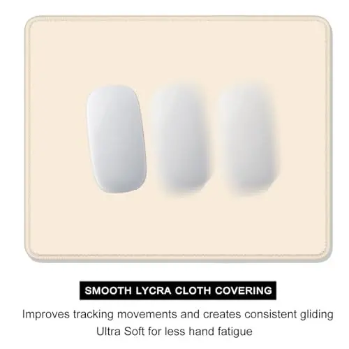 Auhoahsil Beige Mouse Pad, 12 x 10 Inch Square Mousepad, 3mm Thick Rubber Mouse Mat with Pretty Design, Premium-Textured Non-Slip for Gaming Work Office Wireless Mouse Men Women - 4