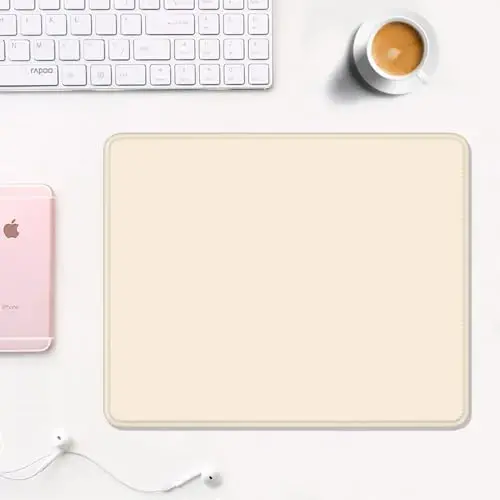Auhoahsil Beige Mouse Pad, 12 x 10 Inch Square Mousepad, 3mm Thick Rubber Mouse Mat with Pretty Design, Premium-Textured Non-Slip for Gaming Work Office Wireless Mouse Men Women - AUHOAHSIL