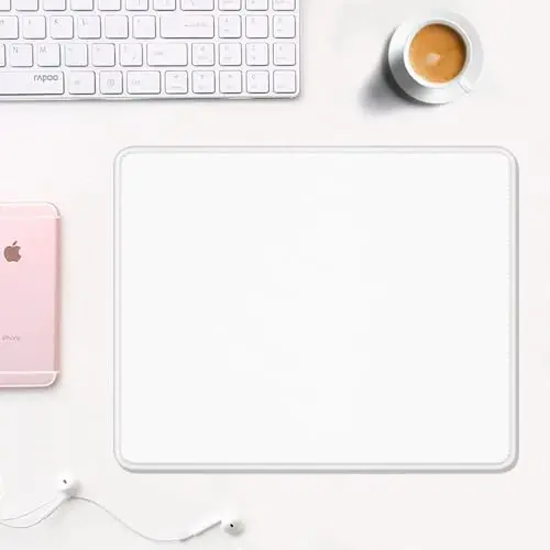 Auhoahsil White Mouse Pad, 12 x 10 Inch Square Mousepad, 3mm Thick Rubber Mouse Mat with Pretty Design, Premium-Textured Non-Slip for Gaming Work Office Wireless Mouse Men Women - 2