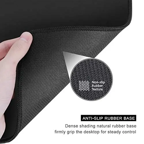 Auhoahsil Black Mouse Pad, 12 x 10 Inch Square Mousepad, 3mm Thick Rubber Mouse Mat with Pretty Design, Premium-Textured Non-Slip for Gaming Work Office Wireless Mouse Men Women - 5