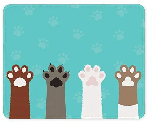 Auhoahsil Mouse Pad, 12 x 10 dyuymli yoqimli mushuk panjalari mavzusi Stol uchun kompyuter sichqonchasi, Premium teksturali sirpanmaydigan kauchuk tikilgan qirralari Suv o'tkazmaydigan kvadrat sichqoncha o'yini Ish simsiz sichqonchalar, Yashil - 1