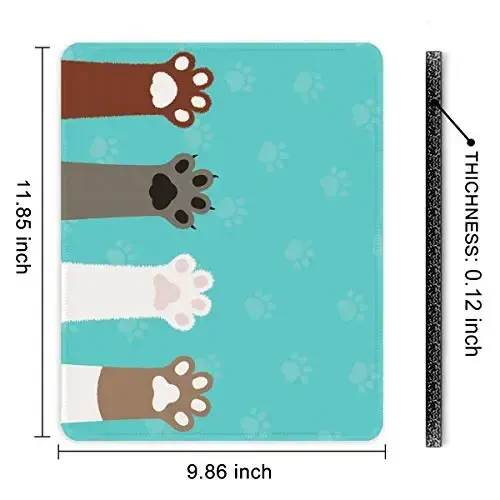 Auhoahsil Mouse Pad, 12 x 10 dyuymli yoqimli mushuk panjalari mavzusi Stol uchun kompyuter sichqonchasi, Premium teksturali sirpanmaydigan kauchuk tikilgan qirralari Suv o'tkazmaydigan kvadrat sichqoncha o'yini Ish simsiz sichqonchalar, Yashil - 7