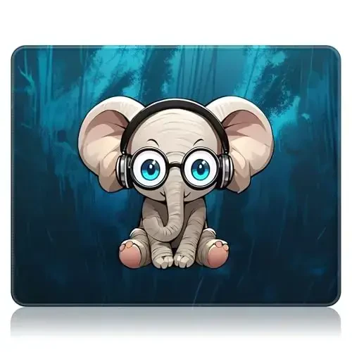 Auhoahsil Mouse Pad, 12 x 10 in Animals Theme Computer Mouse Pad for Desk, Premium-Textured Non-Slip Rubber Stitched Edges Waterproof Square Mouse Mat for Gaming Work Wireless Mice, Elephant - 1