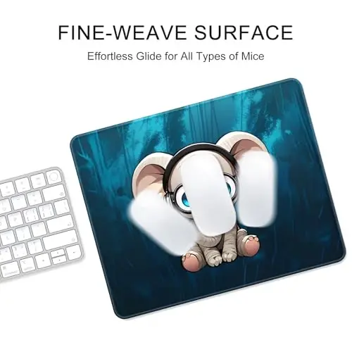 Auhoahsil Mouse Pad, 12 x 10 in Animals Theme Computer Mouse Pad for Desk, Premium-Textured Non-Slip Rubber Stitched Edges Waterproof Square Mouse Mat for Gaming Work Wireless Mice, Elephant - 4